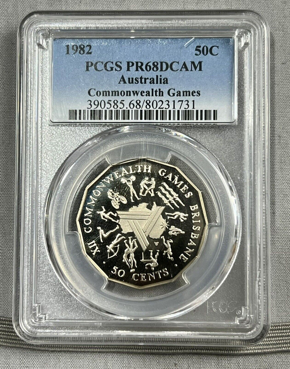 1982 Australian 50c  Commonwealth Games PCGS PR68DCAM Proof Coin