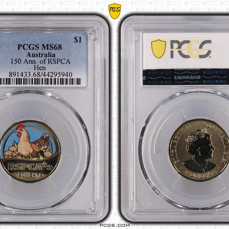 150 Ann. of RSPCA Hen $1 PCGS MS68