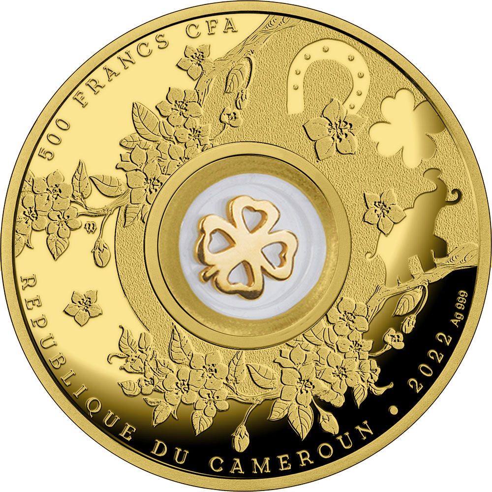 Four-Leaf Clover (Lucky Seven) 2022 Cameroon 500 Francs Silver Proof Coin