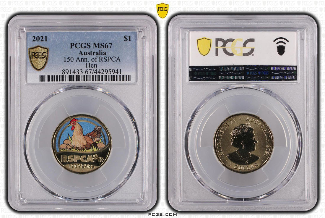 150 Ann. of RSPCA Hen $1 PCGS MS67