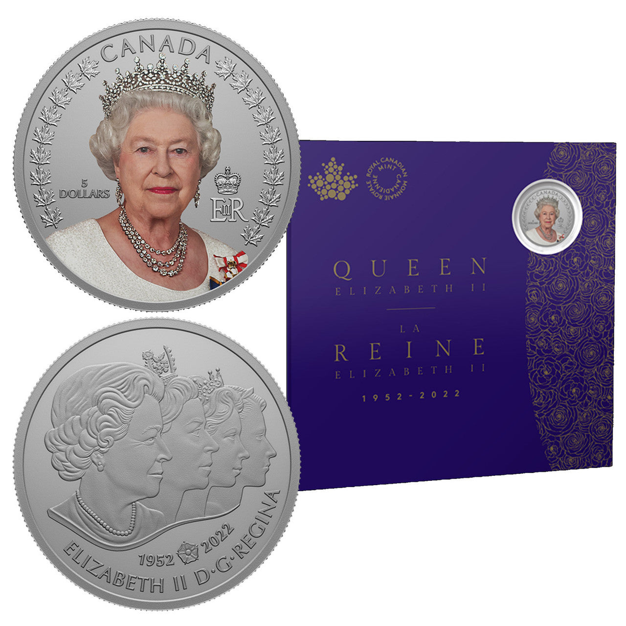 2022 Canada A Portrait of Queen Elizabeth 11 1/4oz .999 Silver Proof Coloured Coin