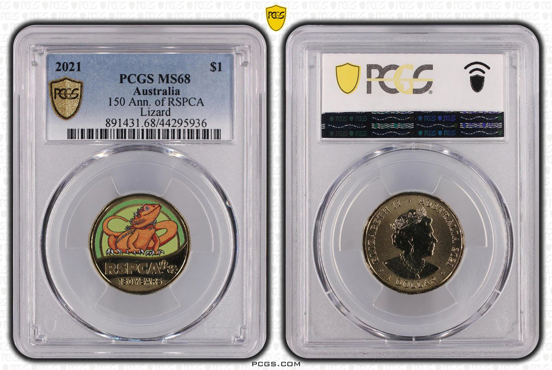150 Ann. of RSPCA Lizard $1 PCGS MS68