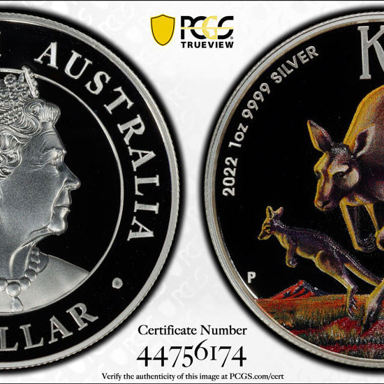 2022-P $1 Kangaroo Colorized 1oz High Relief PR70 DCAM