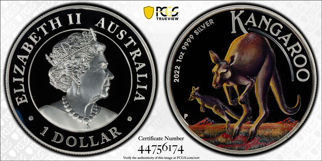 2022-P $1 Kangaroo Colorized 1oz High Relief PR70 DCAM