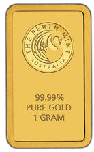 Perth Mint Kangaroo 1g .9999 Gold Minted Bullion Bar in Tamper - Evident Card