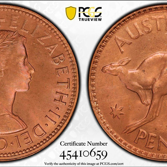 1964 (m) Australia Penny PCGS Graded MS64RB