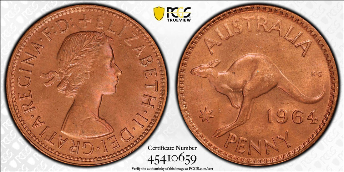 1964 (m) Australia Penny PCGS Graded MS64RB