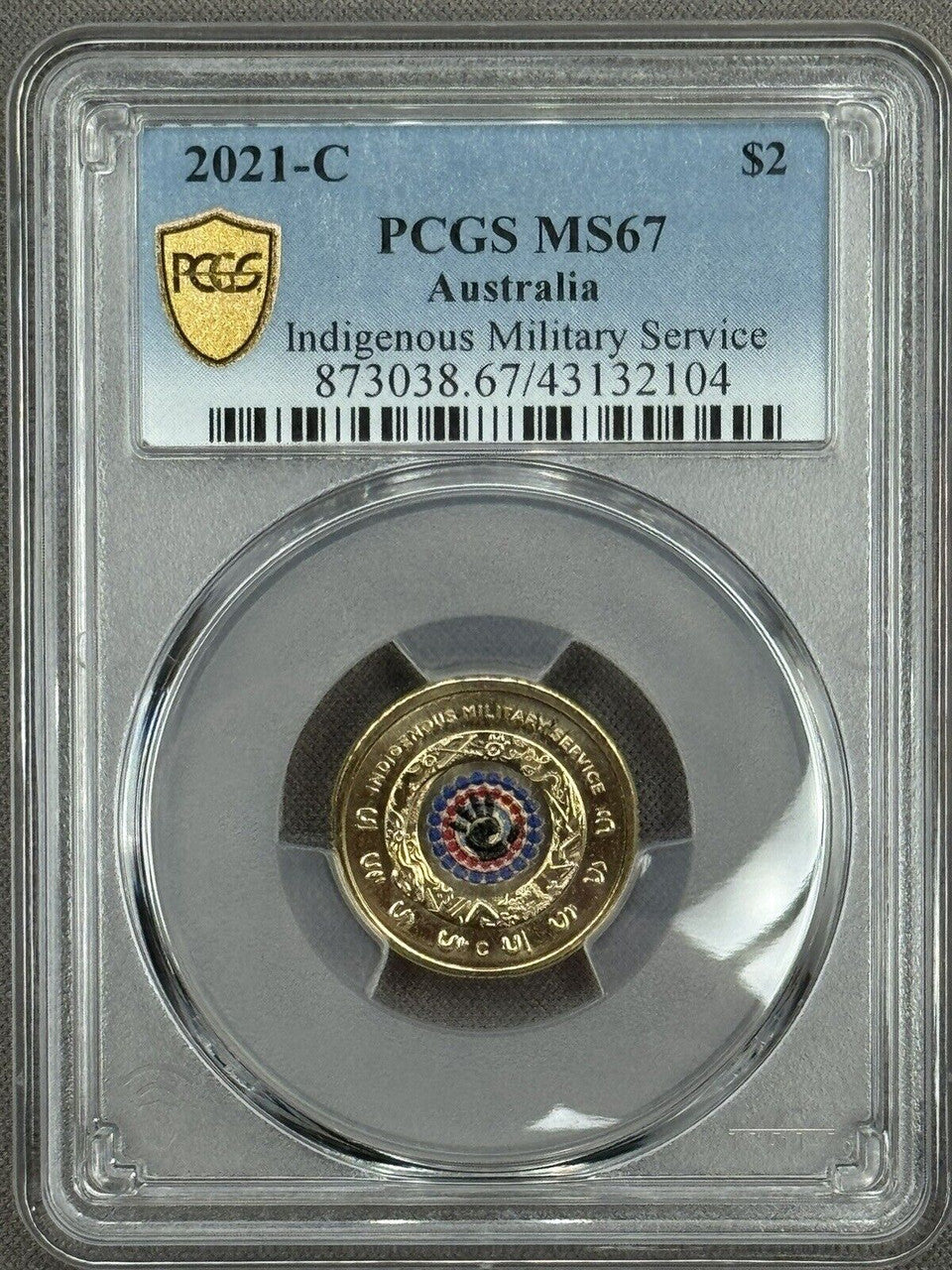Royal Australian Mint 2023 $2 Indigenous Military Servic Coin PCGS MS67