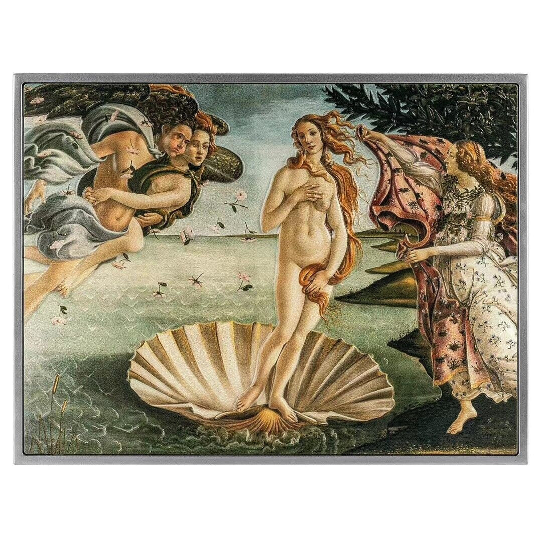The Birth of Venus 2 oz Silver High Relief Coloured Coin 2023 Chad