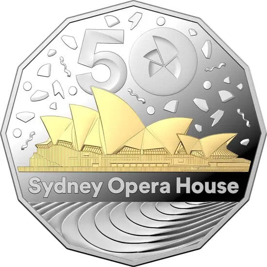 Royal Australian Mint Sydney Opera House 50th Anniversary 2023 50c Selectively Gold-plated Silver Proof Coin