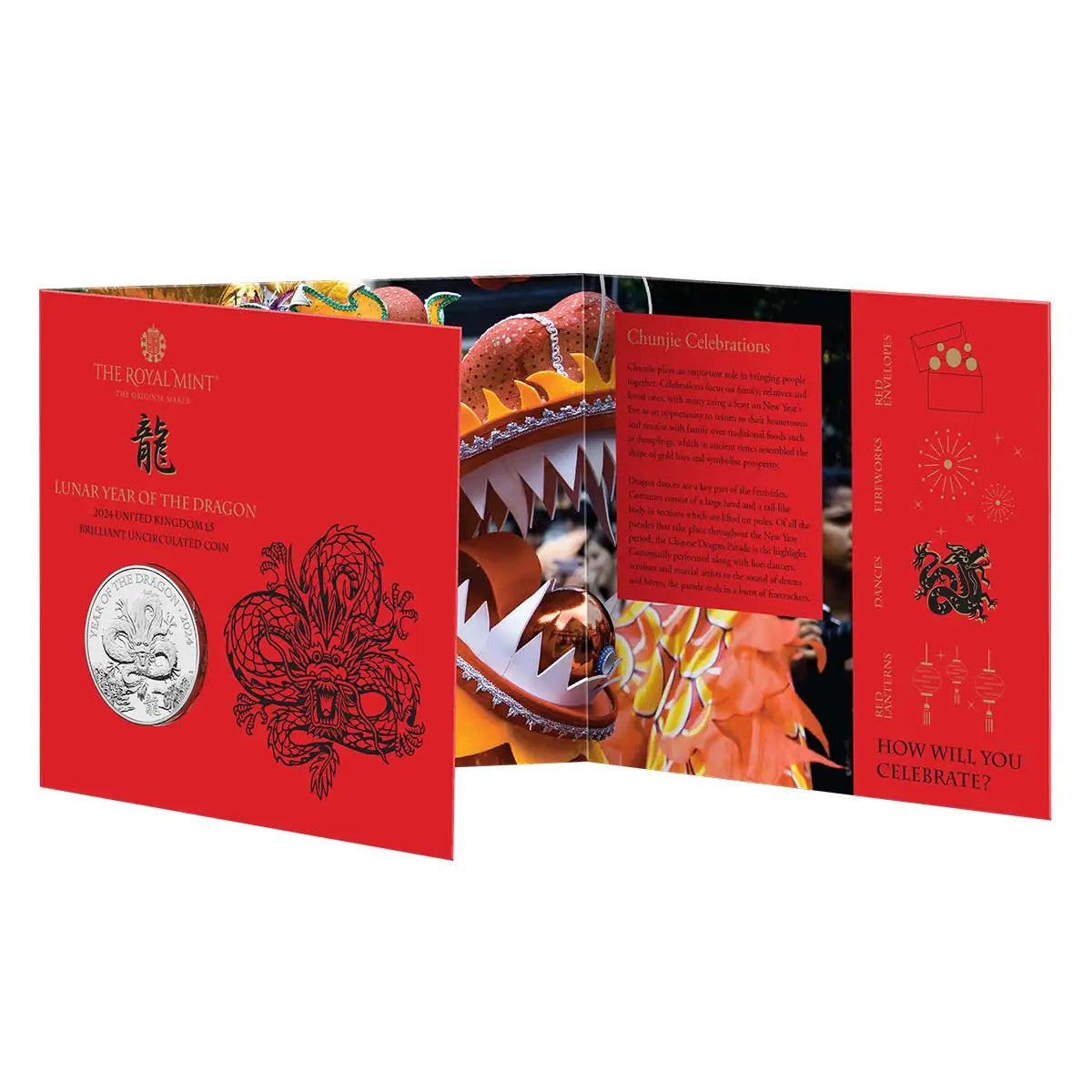 Royal Mint Year of the Dragon 5 pound 2024 Brilliant UNC coin