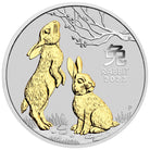 Year of the Rabbit 2023 1oz Silver Gilded Coin in Capsule Only with Certificate - Australian Lunar Series III