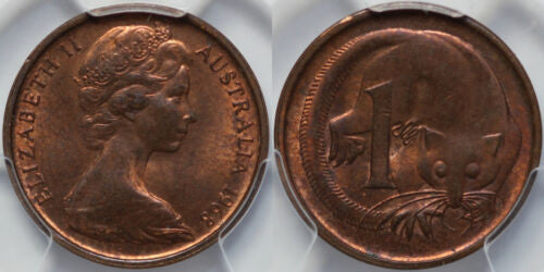 1968 Australian 1c PCGS MS63RB Lowest Minted UNC Coin