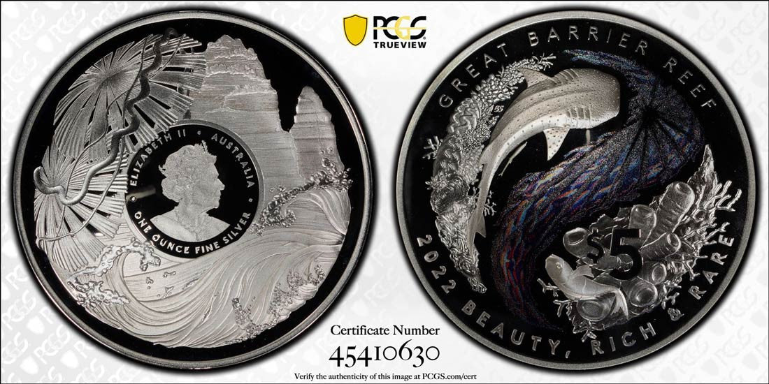 2022 $5 Silver Proof Domed Coin - Beauty, Rich & Rare – Great Barrier Reef PCGS PR69 DCAM