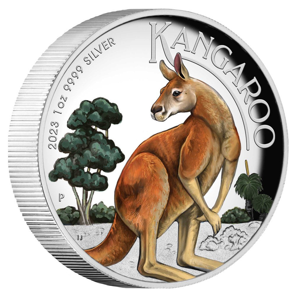 Perth Mint Australian Kangaroo 1 oz Silver Proof Coloured Coin 2023