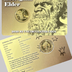 Royal Australian Mint 2020 $2 JC Elder Carded Coin UNC - TAMPER PROOF SEALED CARDED CO