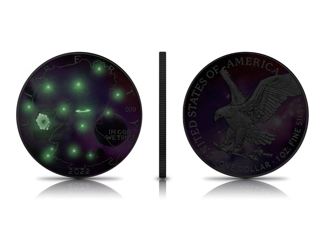 USA 2022 American Eagle 1oz .999 Silver BU Coin - Glowing Galaxy IV