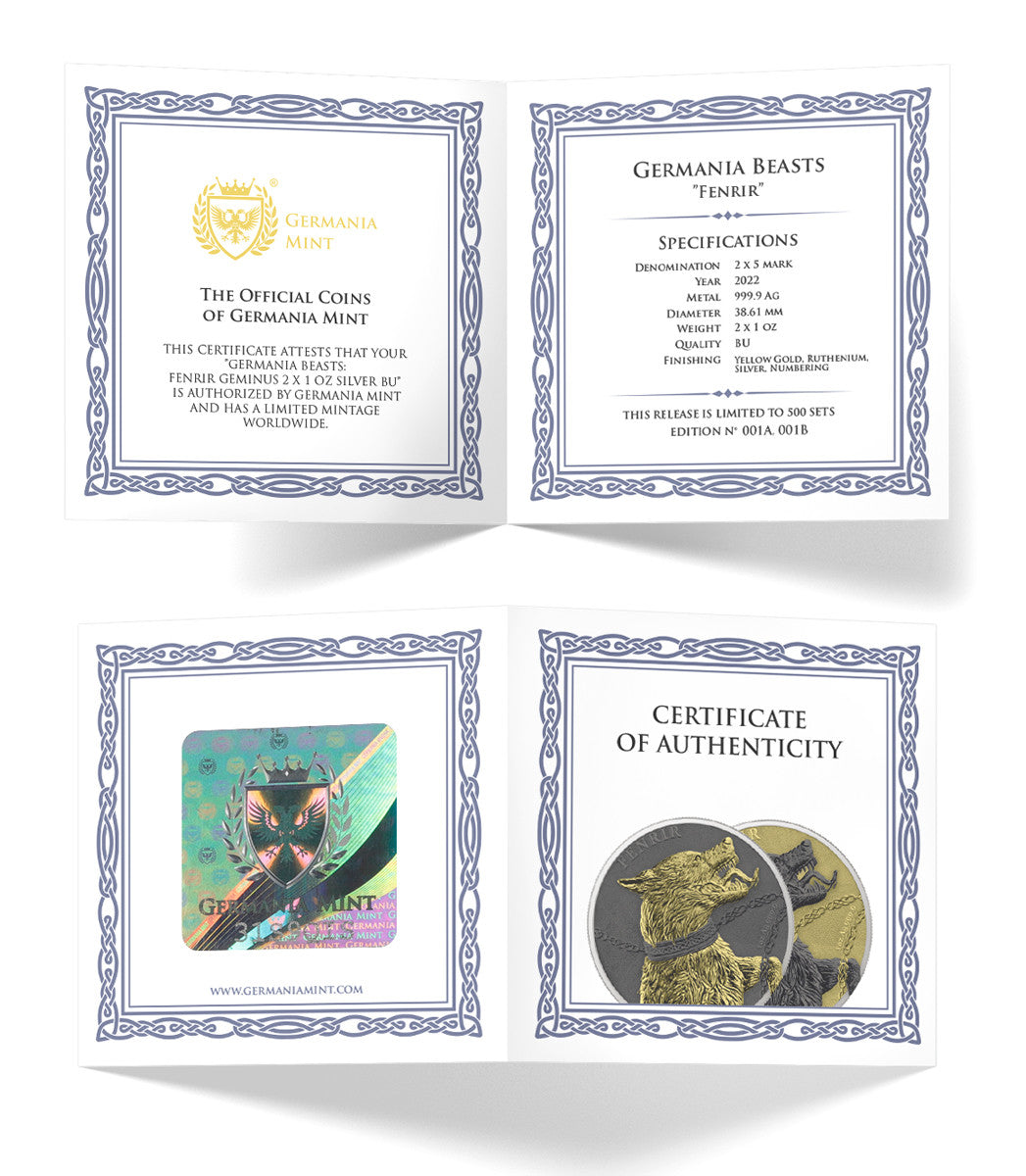 Fenrir Geminus - The Germania Beasts - 2 x 1oz Silver BU Coins