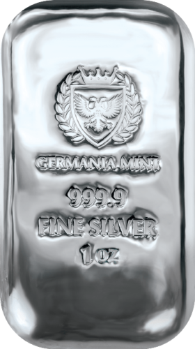 Bullion Germania Mint 1 oz Silver 999.9 Cast Bar