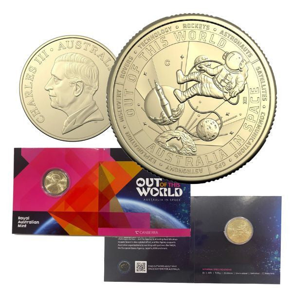Royal Australian Mint 2024 Out of This World Australia in Space C Mintmark $1 King Charles III UNC Coin
