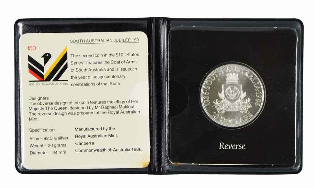 1986 Australia $10 Silver UNC Coin State Series - South Australia – My ...